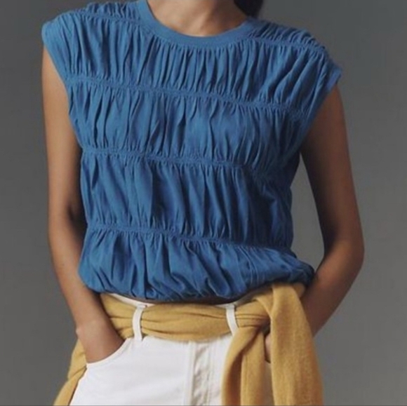 Maeve Tops - NWT Maeve Anthropologie Women's Blue Tiered Smocked Bubble Tee Size XS-M